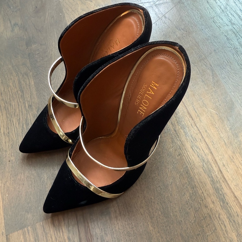 Malone Souliers Maureen Pumps 100mm in black and gold size 37 - Picture 3 of 6